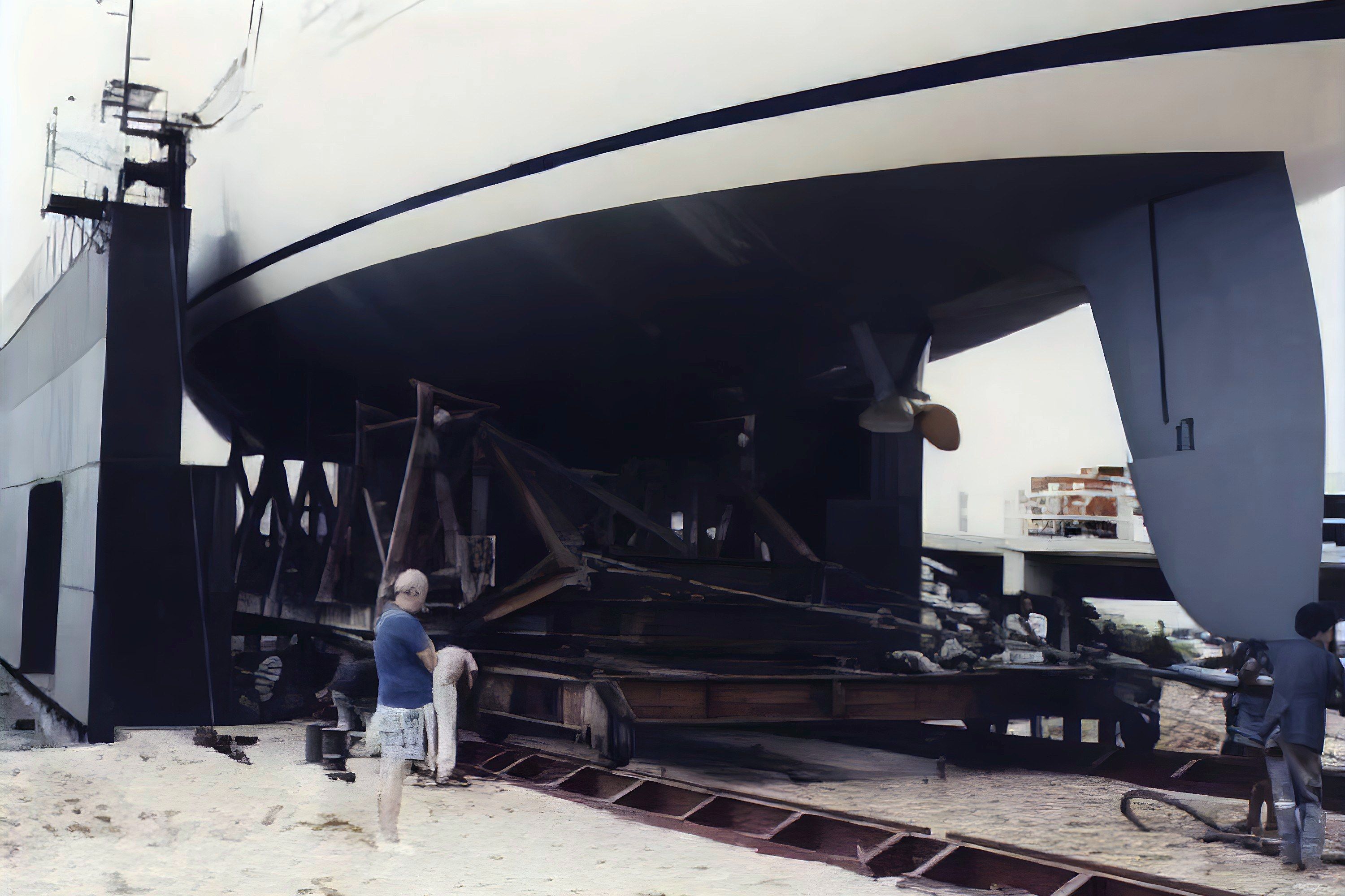 Keel of a 131 ft sailing yacht in Thailand