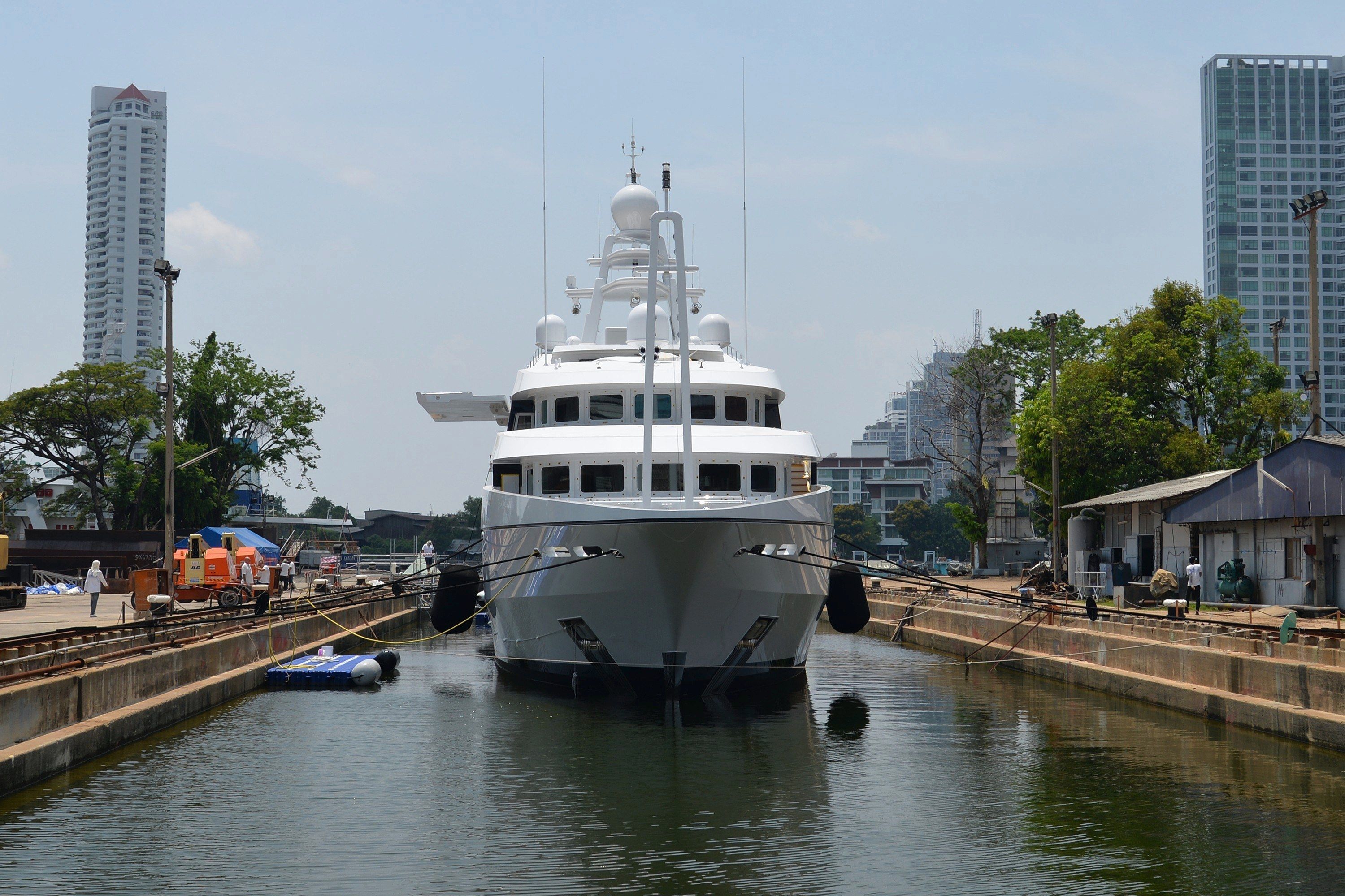 60 m Oceanco in dry dock at Bangkok Dock, Thailand