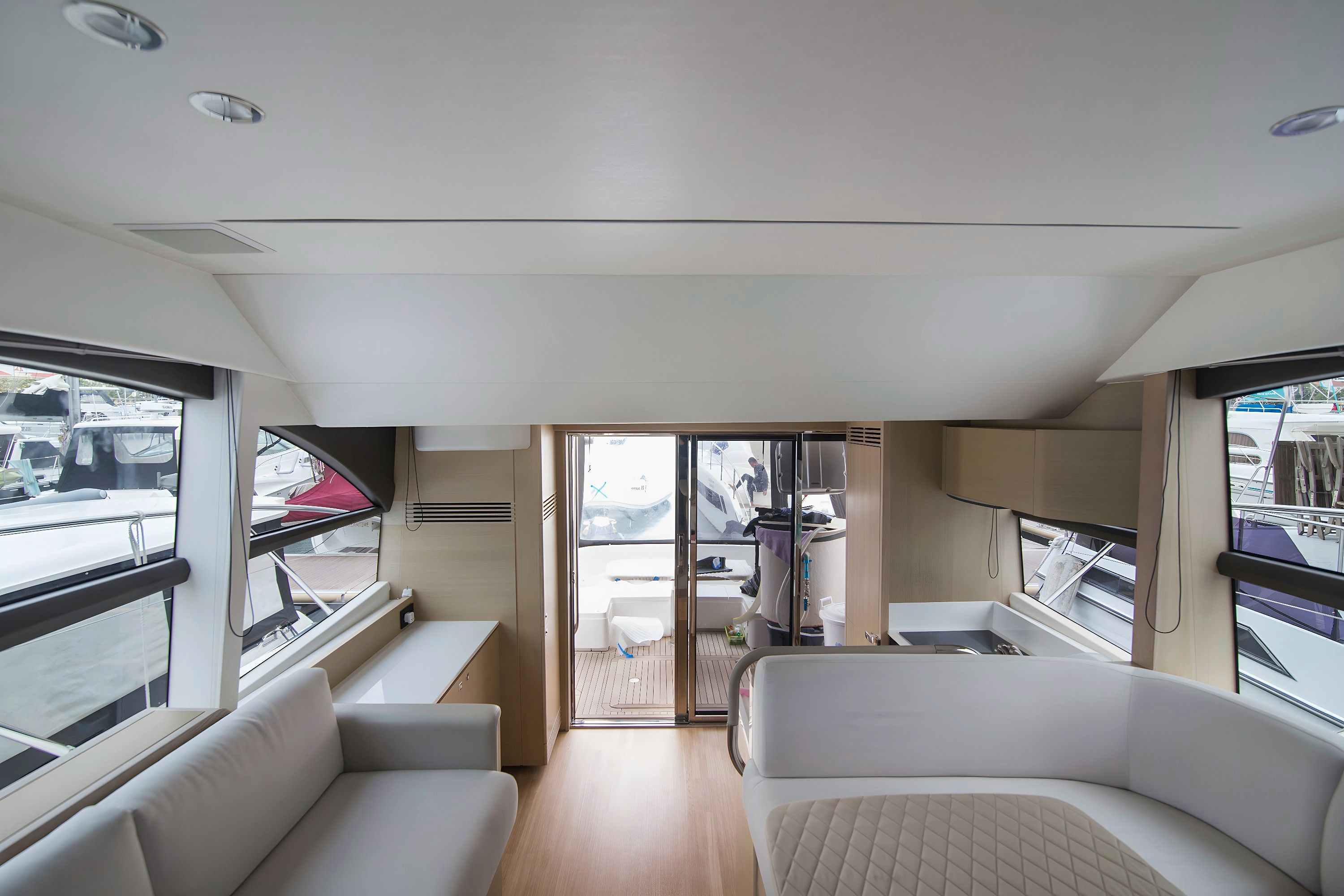 Princess P49 saloon looking aft after the interior refit in Phuket