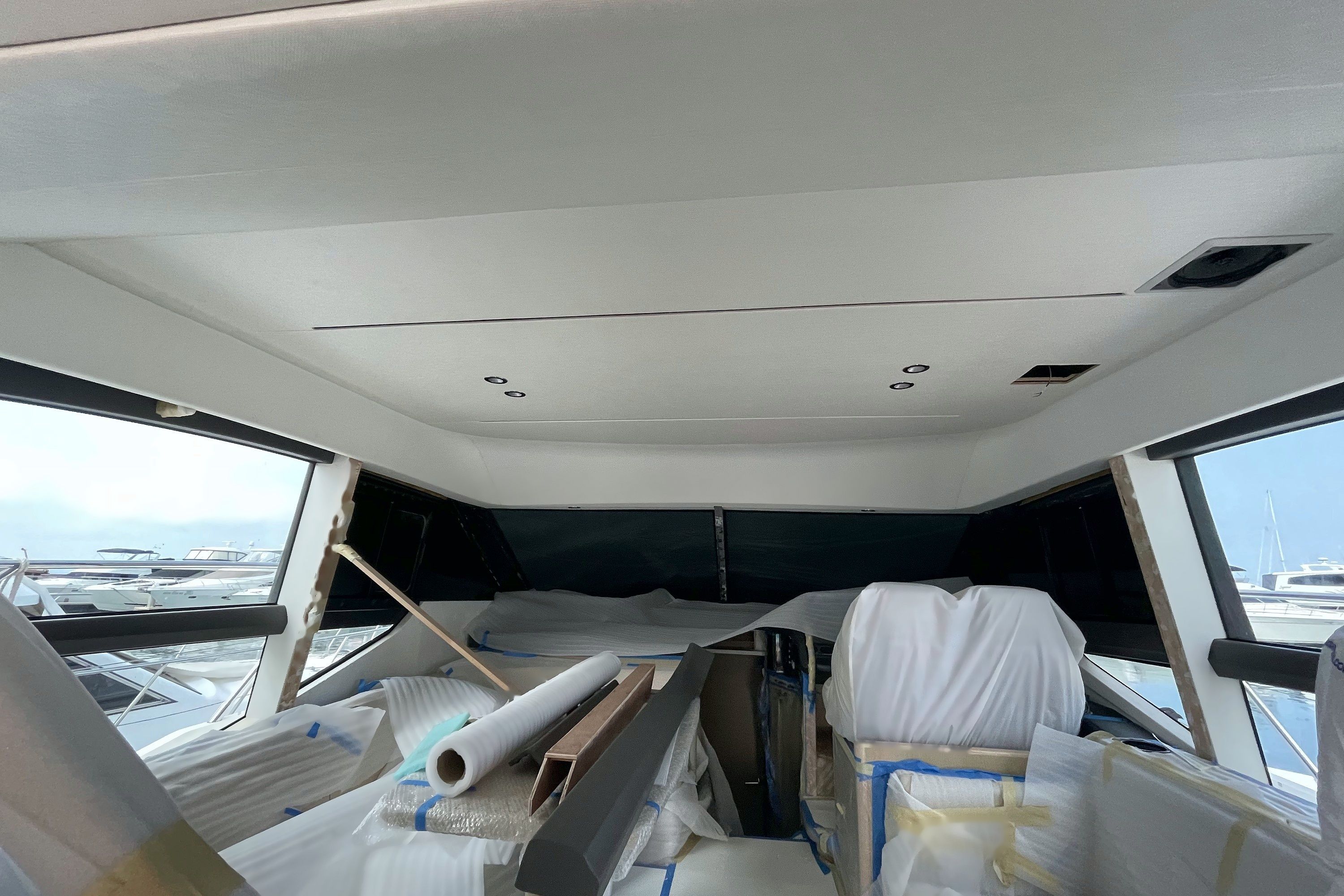 Princess P49 saloon looking aft before the interior refit in Phuket