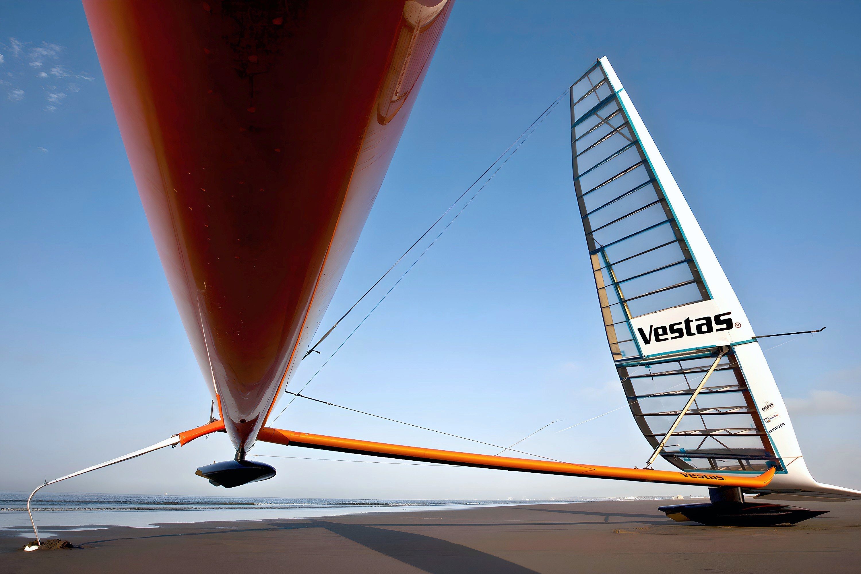 Speed-record racing craft ashore in the United Kingdom