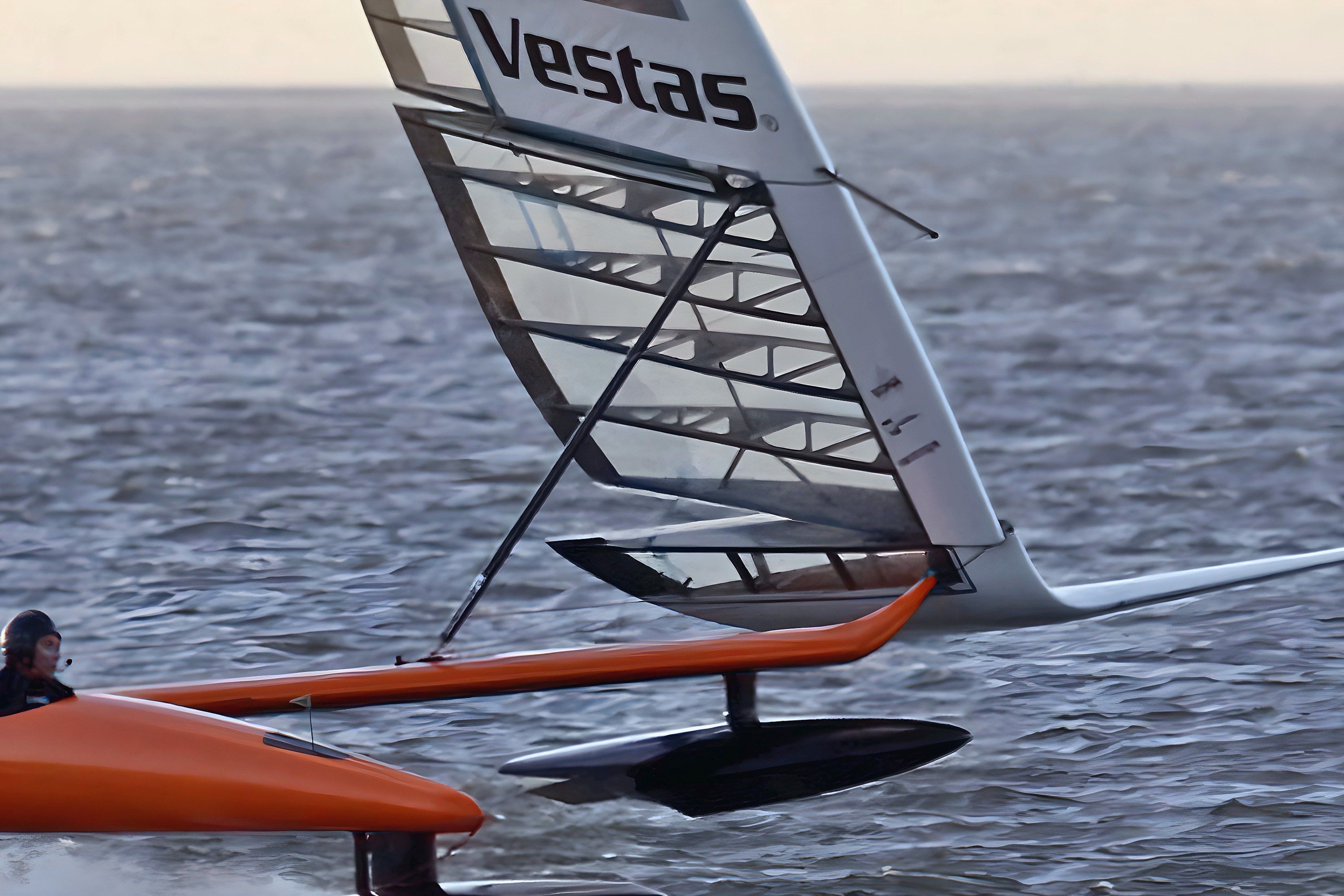 Speed-record racing craft under way in the United Kingdom